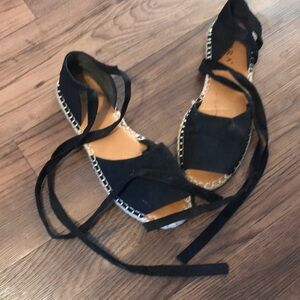 Black Espadrille Flats 8.5 SERRA wedges shoes